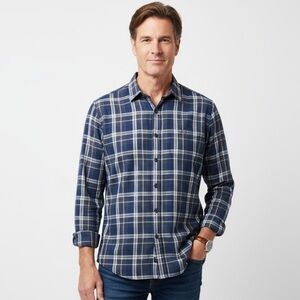 Vince Blue and White Plaid Button-Down Shirt